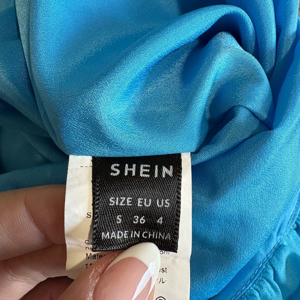 SHEIN Bright Blue Flowy Dress Spaghetti Straps - Picture 4 of 6